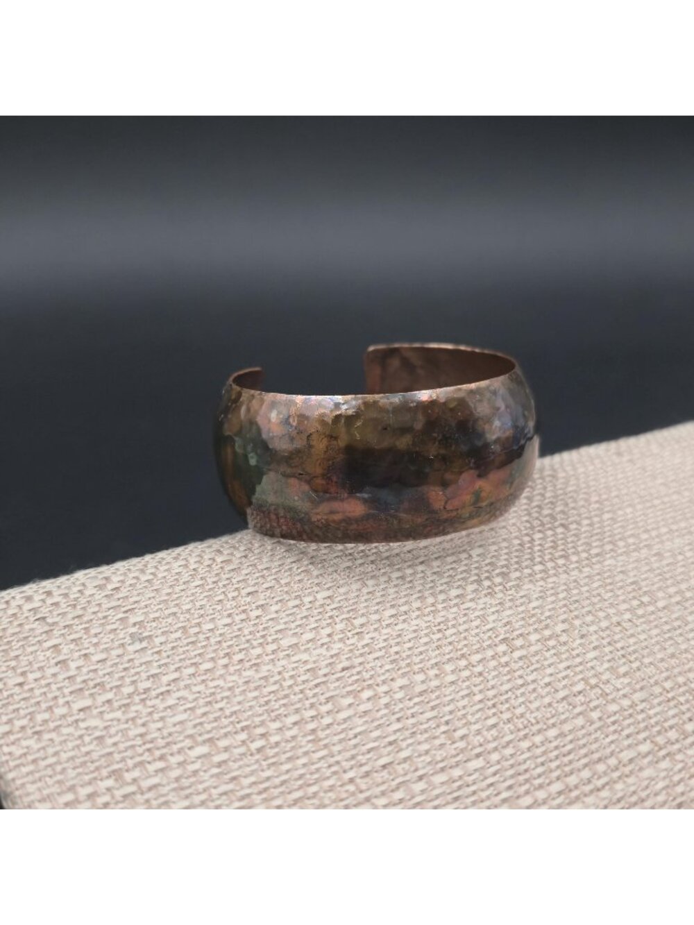 7 Inch Copper Hammered Flame Patina Cuff Bracelet B1160 - Picture 2 of 6